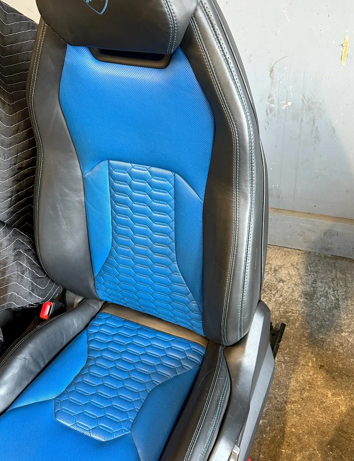 Lamborghini seat after reupholstery.